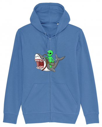 Alien Riding Shark Bright Blue