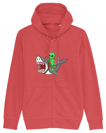 Alien Riding Shark Carmine Red