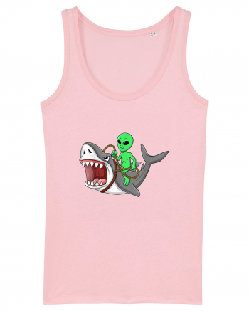 Alien Riding Shark Cotton Pink