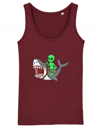 Alien Riding Shark Burgundy