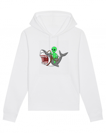 Alien Riding Shark White