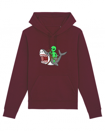 Alien Riding Shark Burgundy