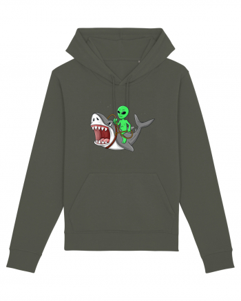 Alien Riding Shark Khaki