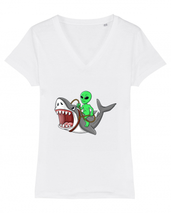 Alien Riding Shark White