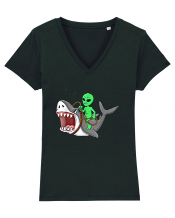 Alien Riding Shark Black