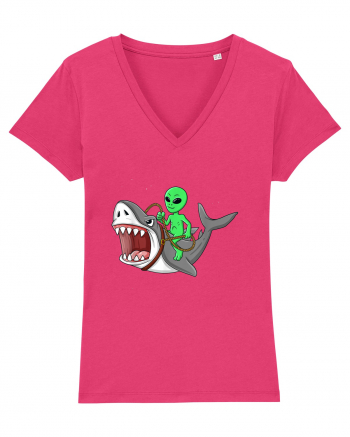 Alien Riding Shark Raspberry