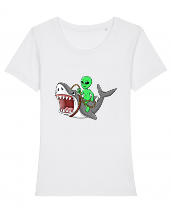 Alien Riding Shark White