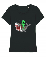 Alien Riding Shark Tricou mânecă scurtă guler larg fitted Damă Expresser