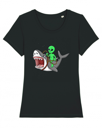 Alien Riding Shark Black