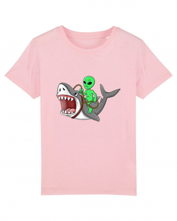 Alien Riding Shark Cotton Pink