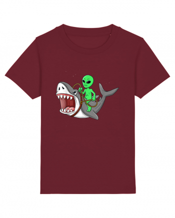 Alien Riding Shark Burgundy