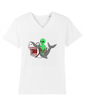 Alien Riding Shark White