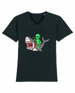 Alien Riding Shark Tricou mânecă scurtă guler V Bărbat Presenter