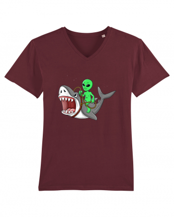 Alien Riding Shark Burgundy