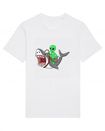 Alien Riding Shark White