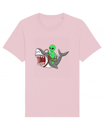 Alien Riding Shark Cotton Pink