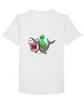 Alien Riding Shark White