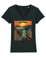 Alien Scream Painting Tricou mânecă scurtă guler V Damă Evoker
