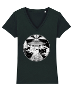 Alien Space Tattoo UFO Tricou mânecă scurtă guler V Damă Evoker