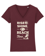 Rise and Shine It's BEACH Time Tricou mânecă scurtă guler V Damă Evoker