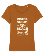 Rise and Shine It's BEACH Time Tricou mânecă scurtă guler larg fitted Damă Expresser