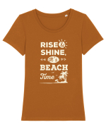 Rise and Shine It's BEACH Time Tricou mânecă scurtă guler larg fitted Damă Expresser