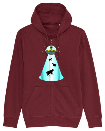 Alien UFO Cow Abduction Burgundy