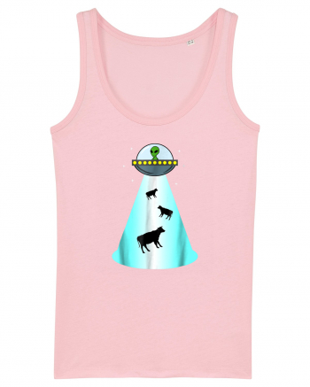 Alien UFO Cow Abduction Cotton Pink