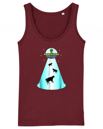 Alien UFO Cow Abduction Burgundy