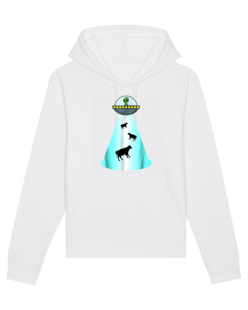 Alien UFO Cow Abduction White