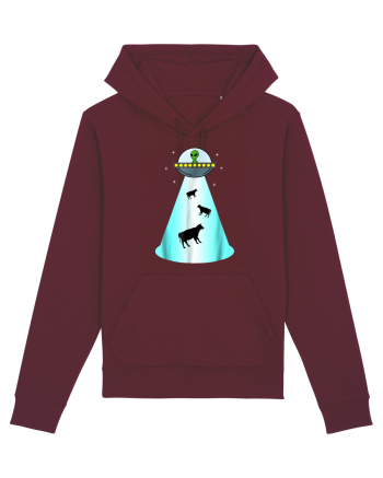 Alien UFO Cow Abduction Burgundy