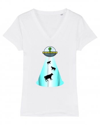 Alien UFO Cow Abduction White