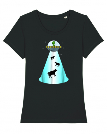 Alien UFO Cow Abduction Black