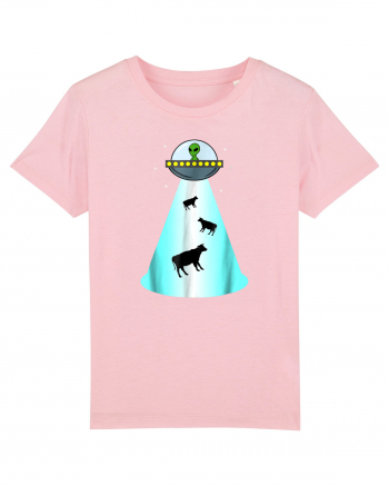 Alien UFO Cow Abduction Cotton Pink