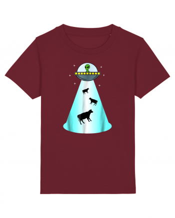 Alien UFO Cow Abduction Burgundy