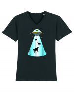 Alien UFO Cow Abduction Tricou mânecă scurtă guler V Bărbat Presenter