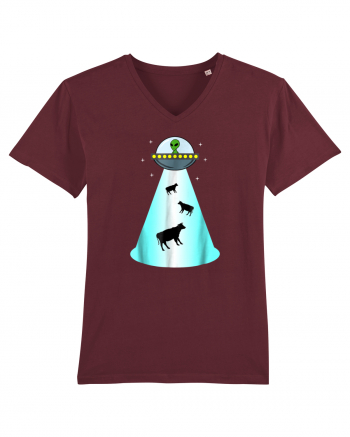 Alien UFO Cow Abduction Burgundy