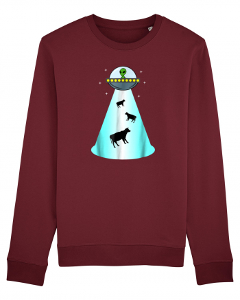 Alien UFO Cow Abduction Burgundy