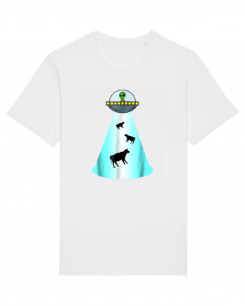 Alien UFO Cow Abduction White