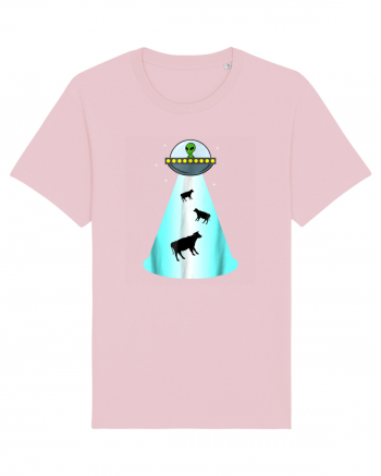 Alien UFO Cow Abduction Cotton Pink