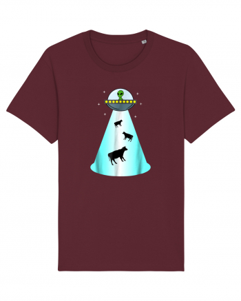 Alien UFO Cow Abduction Burgundy