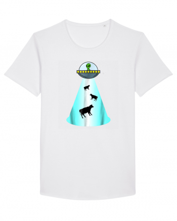 Alien UFO Cow Abduction White