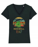 Alien UFO Abduction Roswell 1947 Tricou mânecă scurtă guler V Damă Evoker