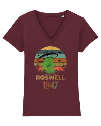 Alien UFO Abduction Roswell 1947 Burgundy