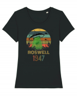 Alien UFO Abduction Roswell 1947 Tricou mânecă scurtă guler larg fitted Damă Expresser