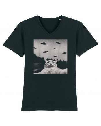 Alien UFO Funny Cat Black