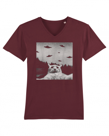 Alien UFO Funny Cat Burgundy