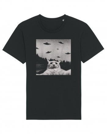 Alien UFO Funny Cat Black