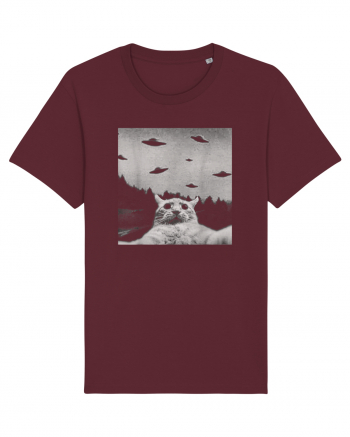 Alien UFO Funny Cat Burgundy