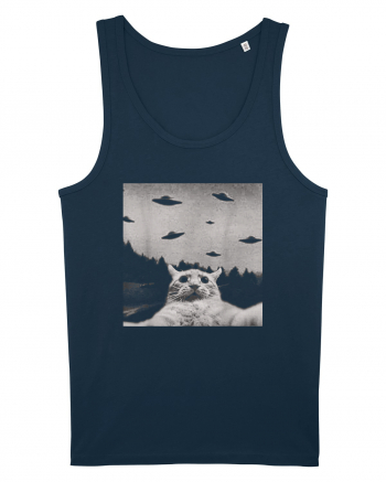 Alien UFO Funny Cat Navy